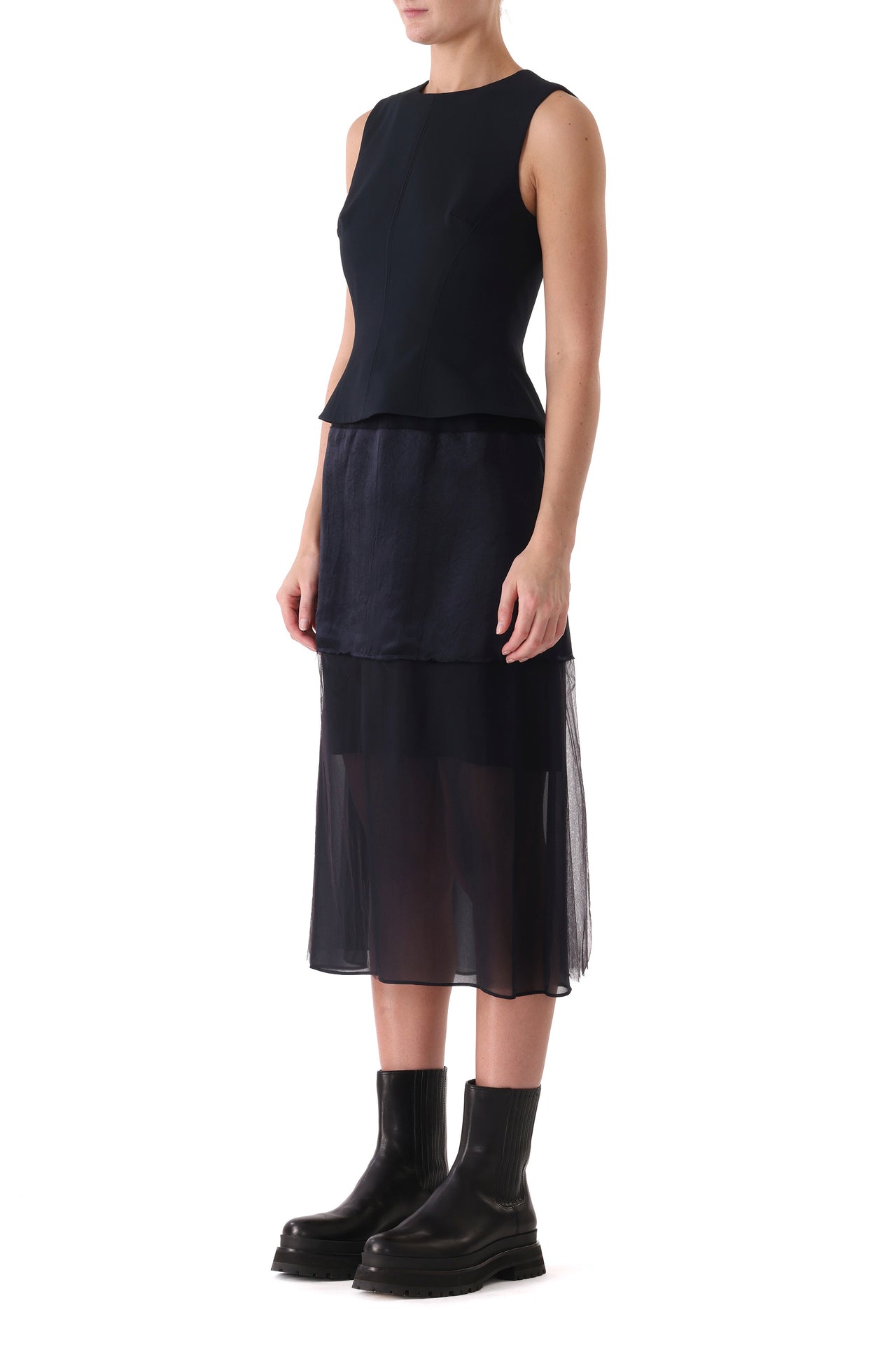 CADY LAYERED SLEEVELESS COCKTAIL DRESS view 1