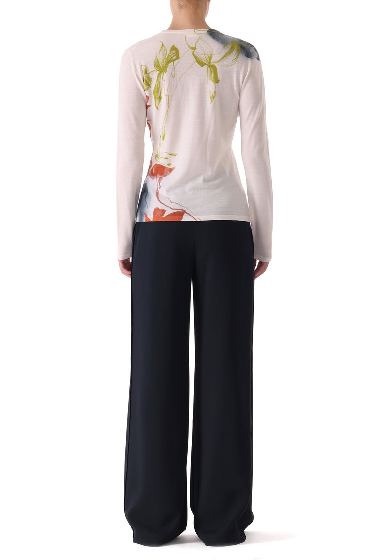 SHADOW FLORAL MERINO WOOL CREW NECK SWEATER view 5