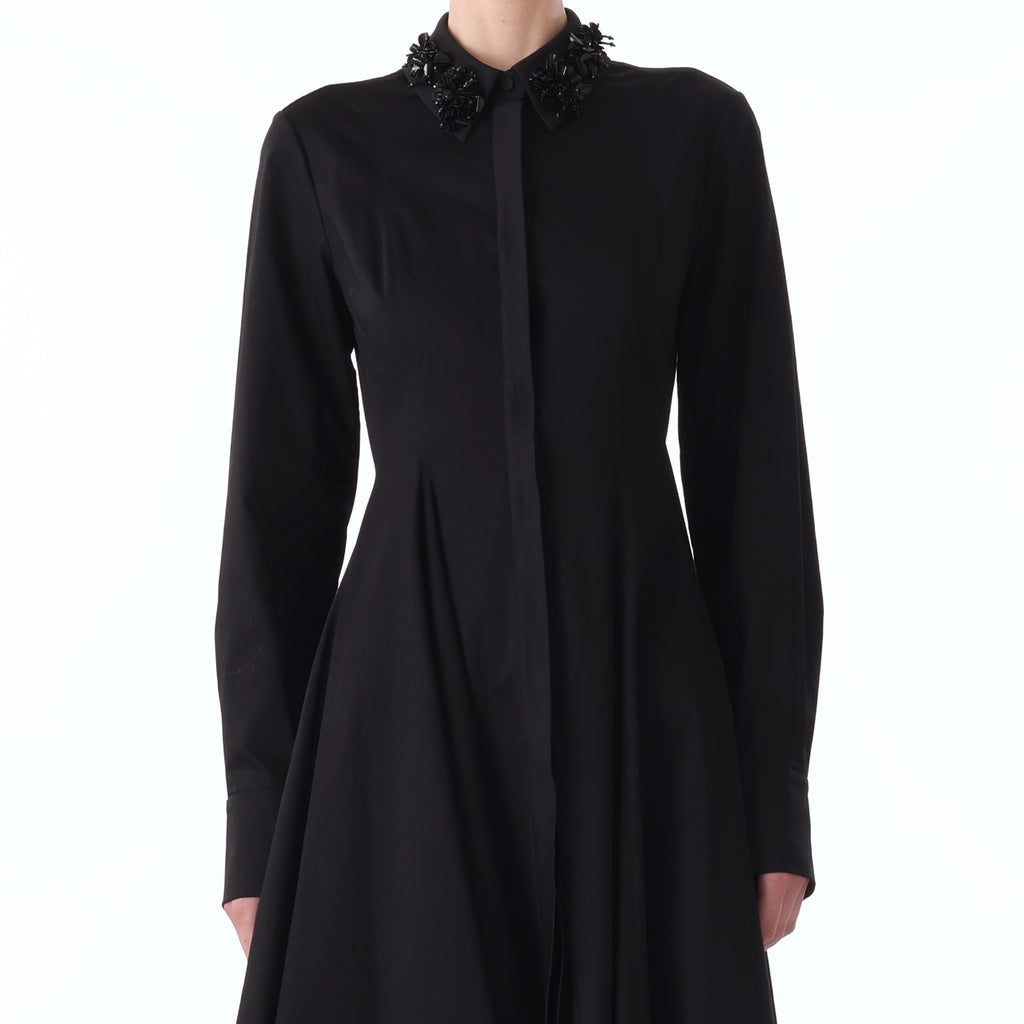 L/S ASYMMETRIC COTTON DRESS WITH EMBROIDERY COLLAR view 4