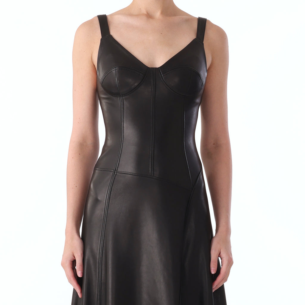 S/L LEATHER DRESS WITH ASYMMETRIC SKIRT view 4