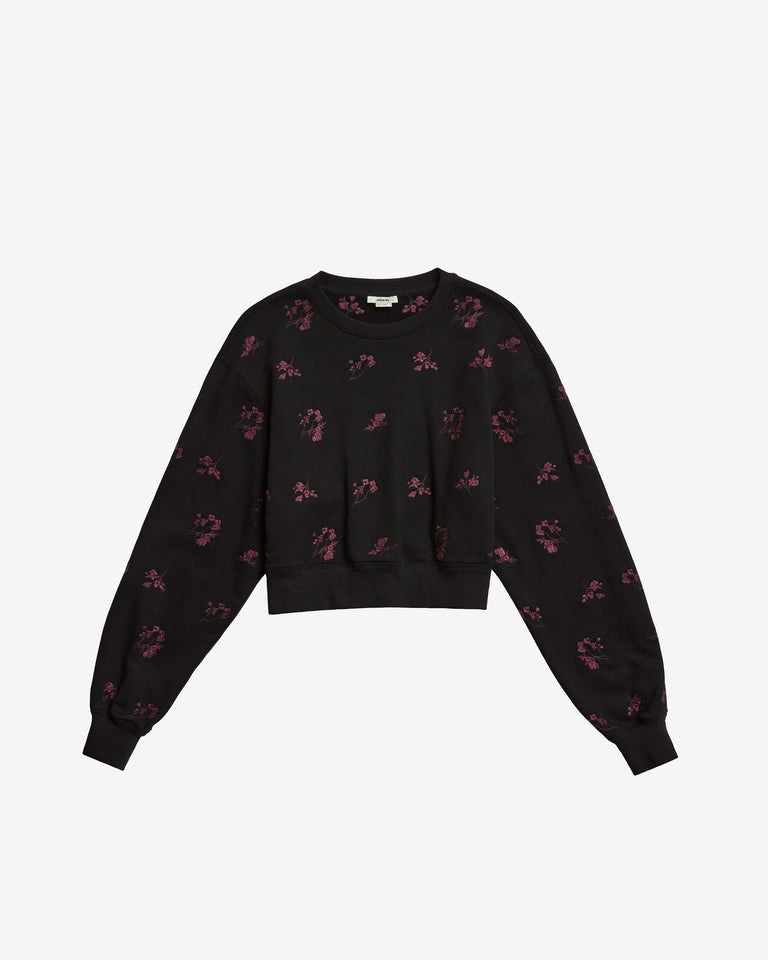 LONG SLEEVE SWEATSHIRT W/ FLORAL EMBROIDERY view 1