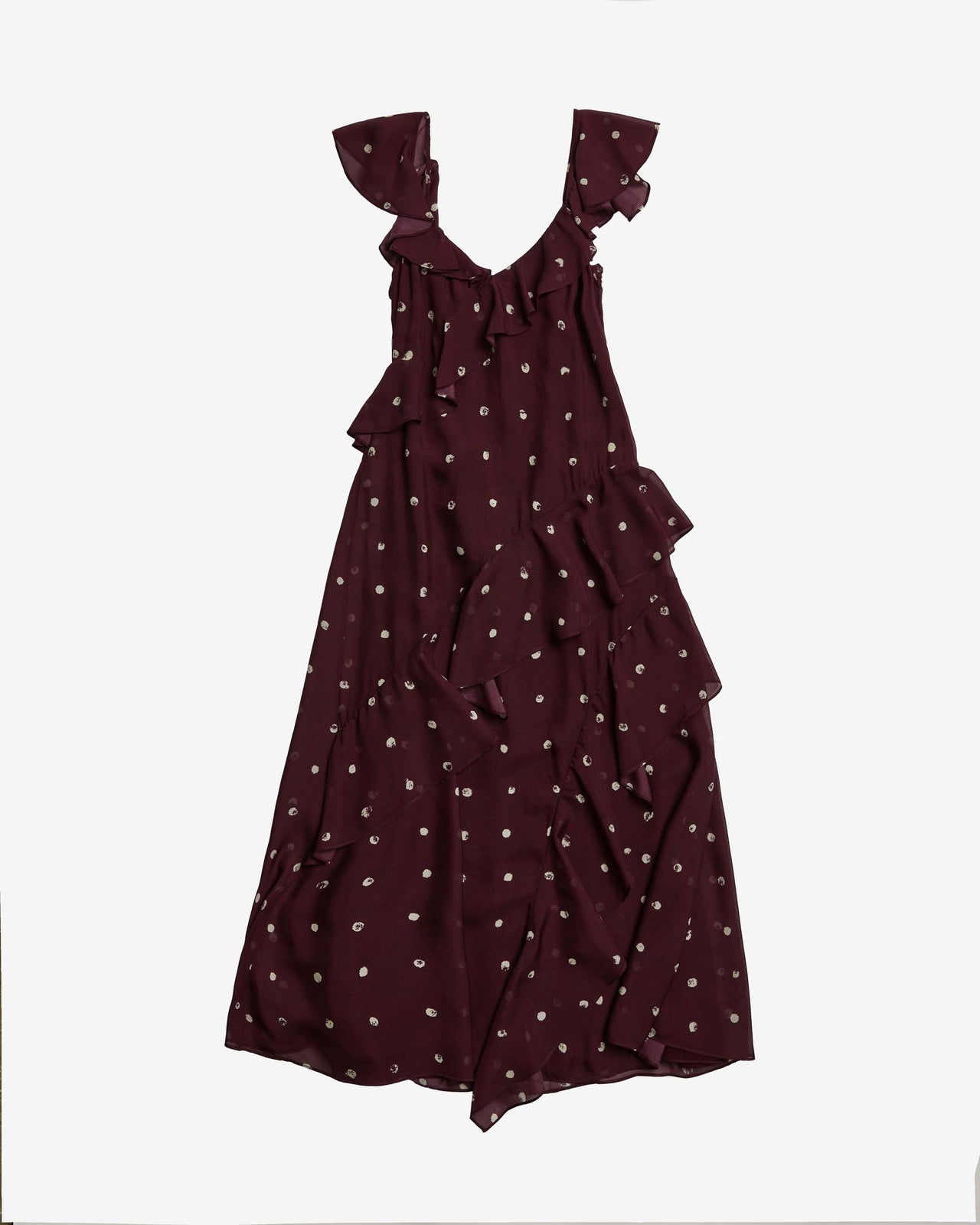 SHORT SLEEVE PAINT DOT DRESS WITH RUFFLE DETAIL view 1
