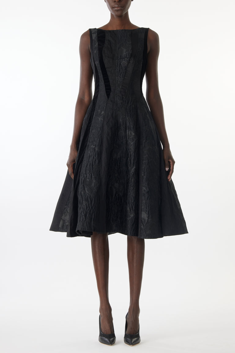 MIXED MEDIA LOW BACK MIDI DRESS view 3