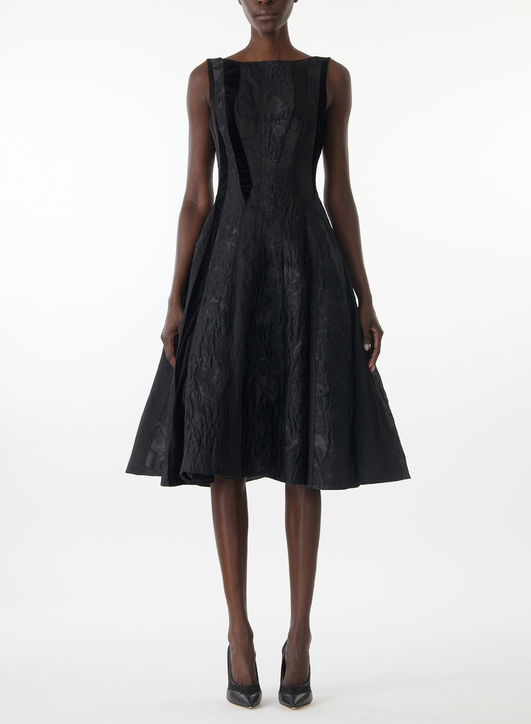 MIXED MEDIA LOW BACK MIDI DRESS view 3