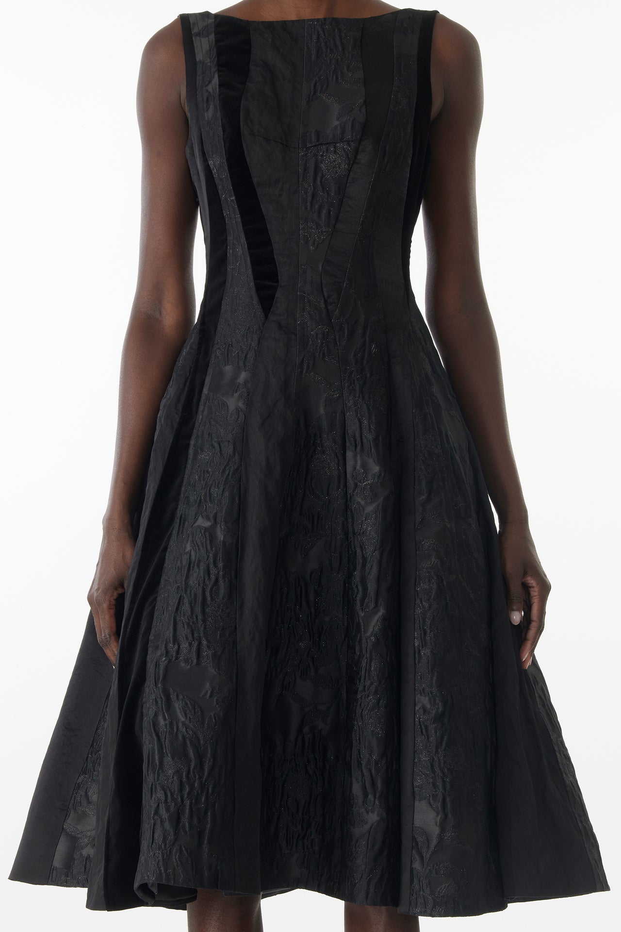 MIXED MEDIA LOW BACK MIDI DRESS view 4