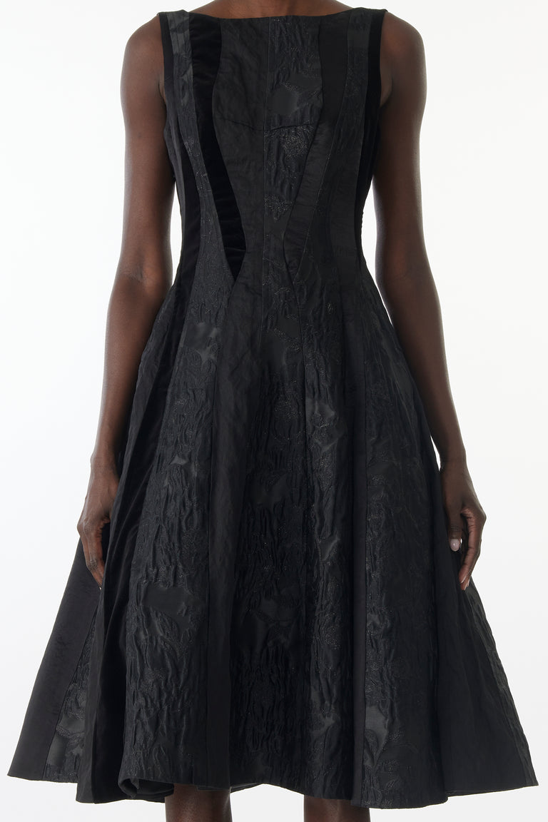 MIXED MEDIA LOW BACK MIDI DRESS view 4