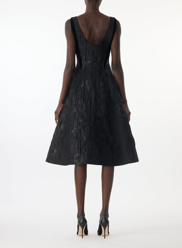MIXED MEDIA LOW BACK MIDI DRESS view 6