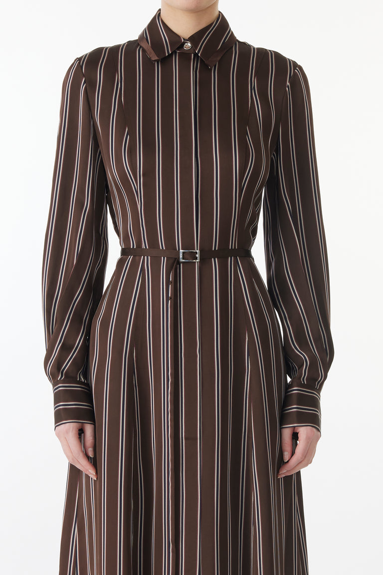 STRIPED LONG SLEEVE MIDI SHIRTDRESS view 4