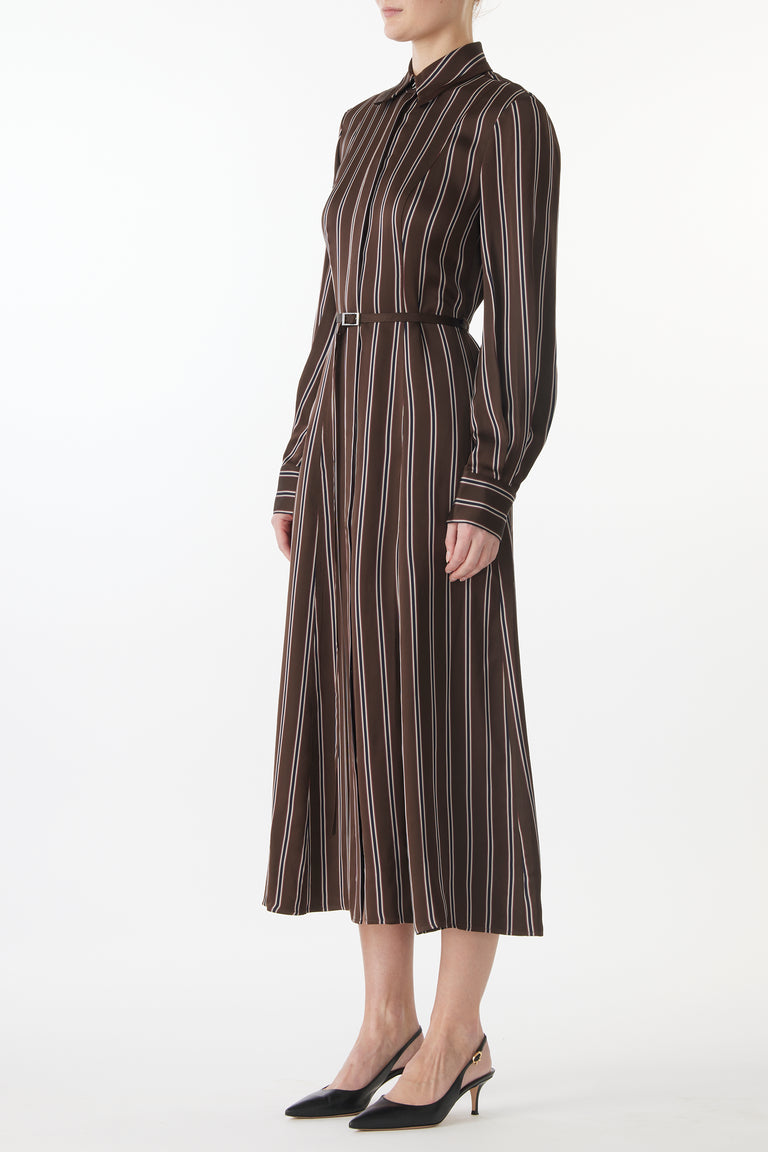 STRIPED LONG SLEEVE MIDI SHIRTDRESS view 2