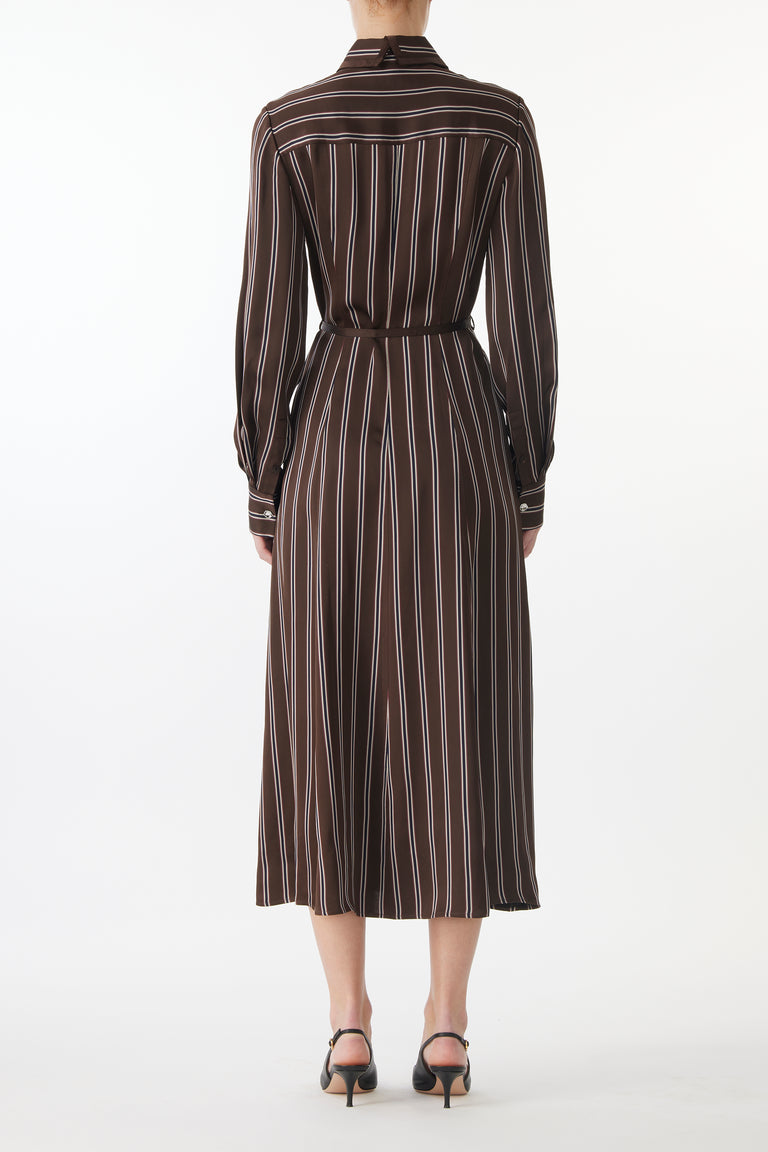 STRIPED LONG SLEEVE MIDI SHIRTDRESS view 3