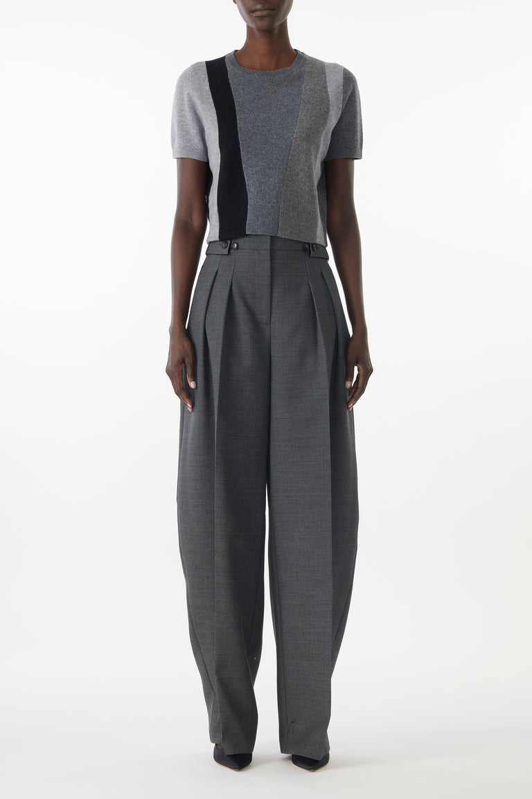 ASYMMETRICAL PANELLED SHORT SLEEVE WOOL SWEATER view 2
