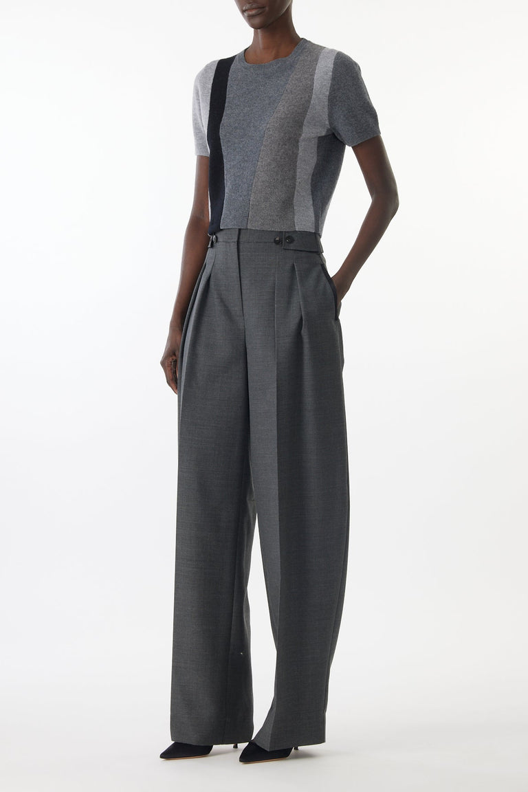 ASYMMETRICAL PANELLED SHORT SLEEVE WOOL SWEATER view 2
