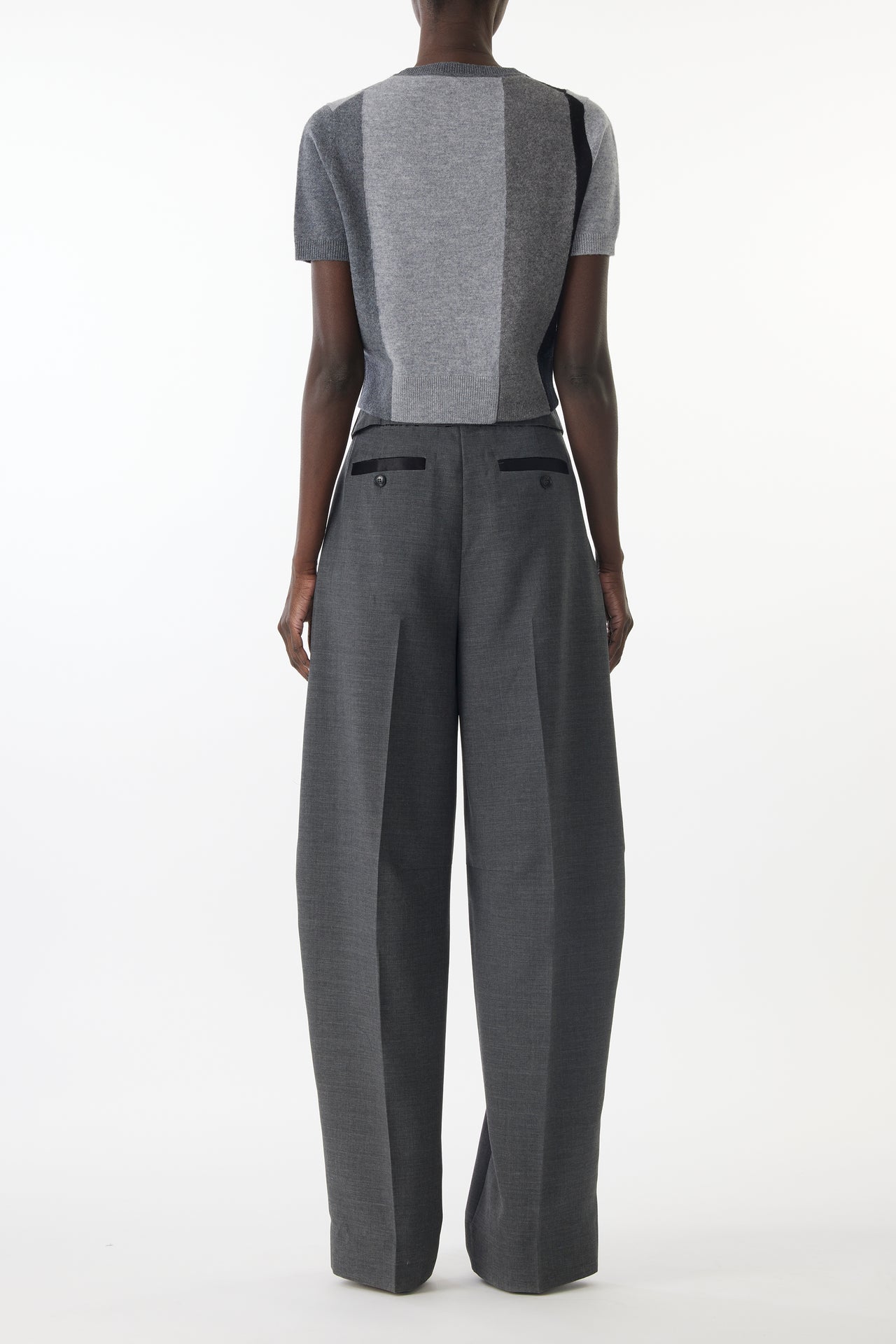 ASYMMETRICAL PANELLED SHORT SLEEVE WOOL SWEATER view 4