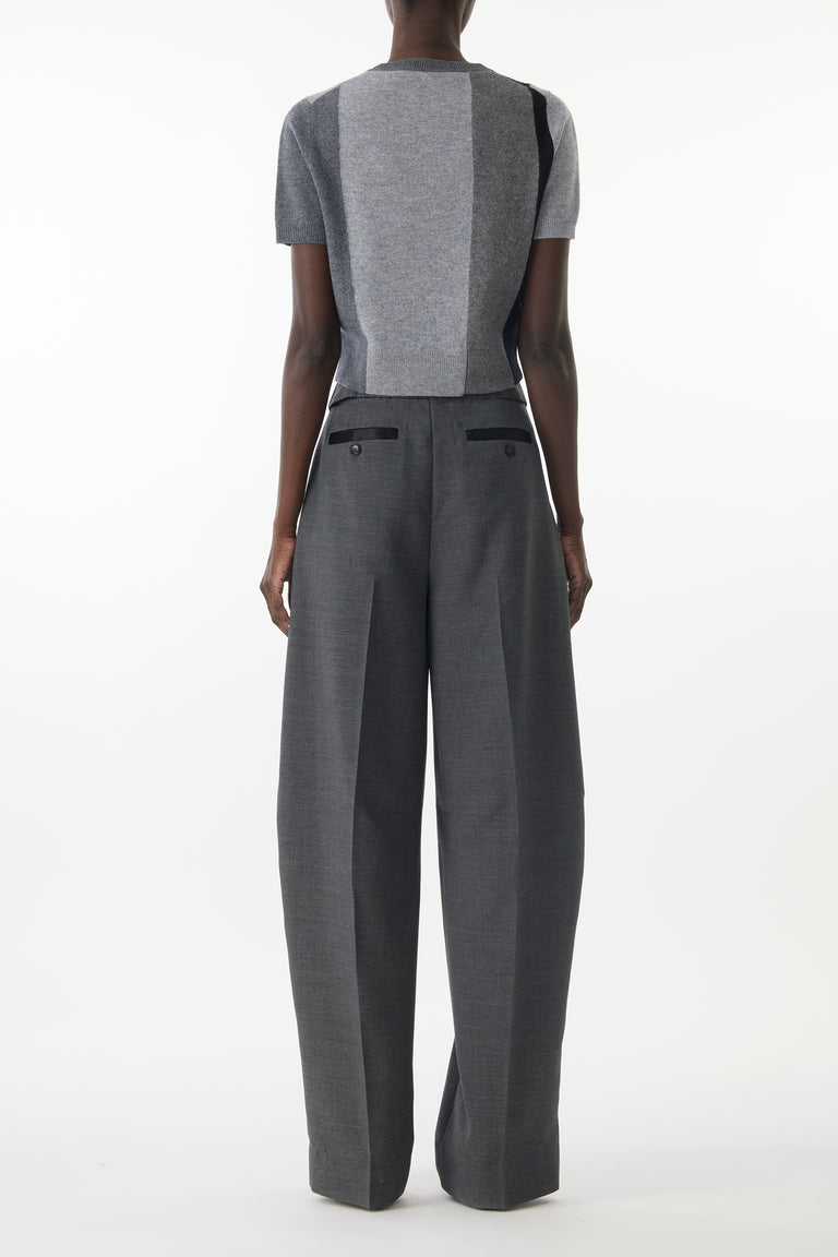 ASYMMETRICAL PANELLED SHORT SLEEVE WOOL SWEATER view 4