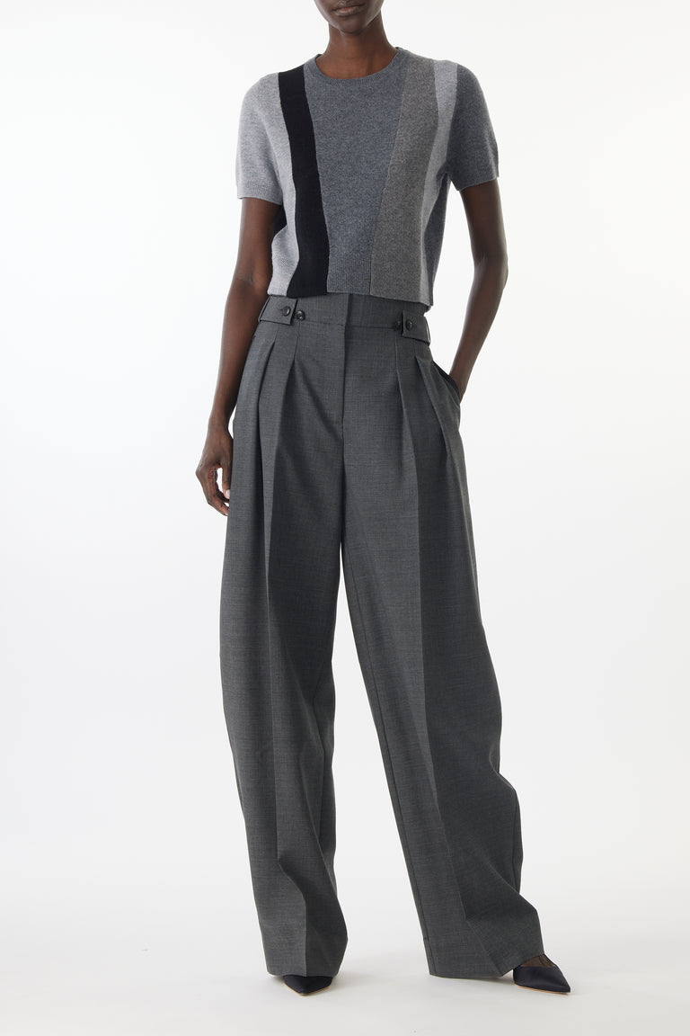 ASYMMETRICAL PANELLED SHORT SLEEVE WOOL SWEATER view 5