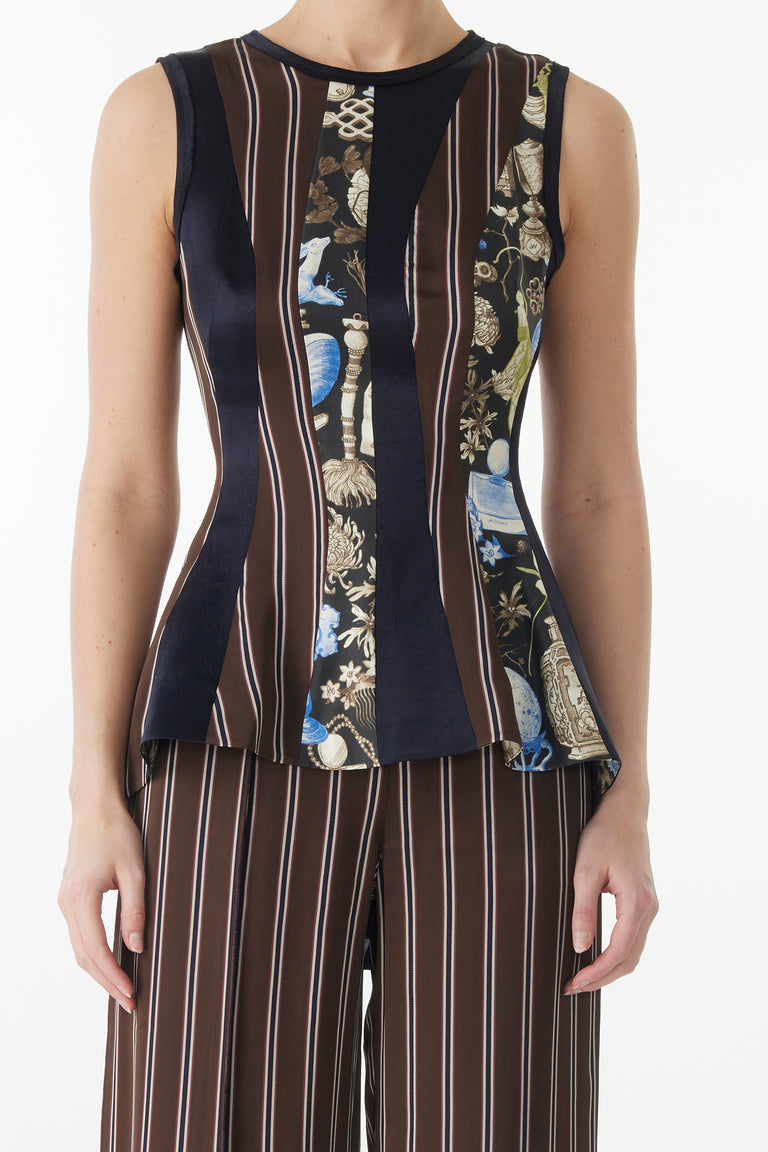 MIXED-MEDIA PANELED SLEEVELESS TOP view 2