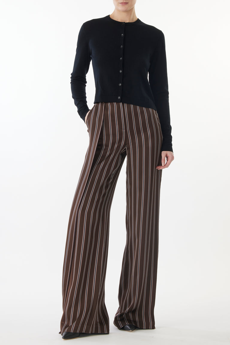 MERINO KNIT CARDIGAN WITH WOVEN STRIPED BACK view 1