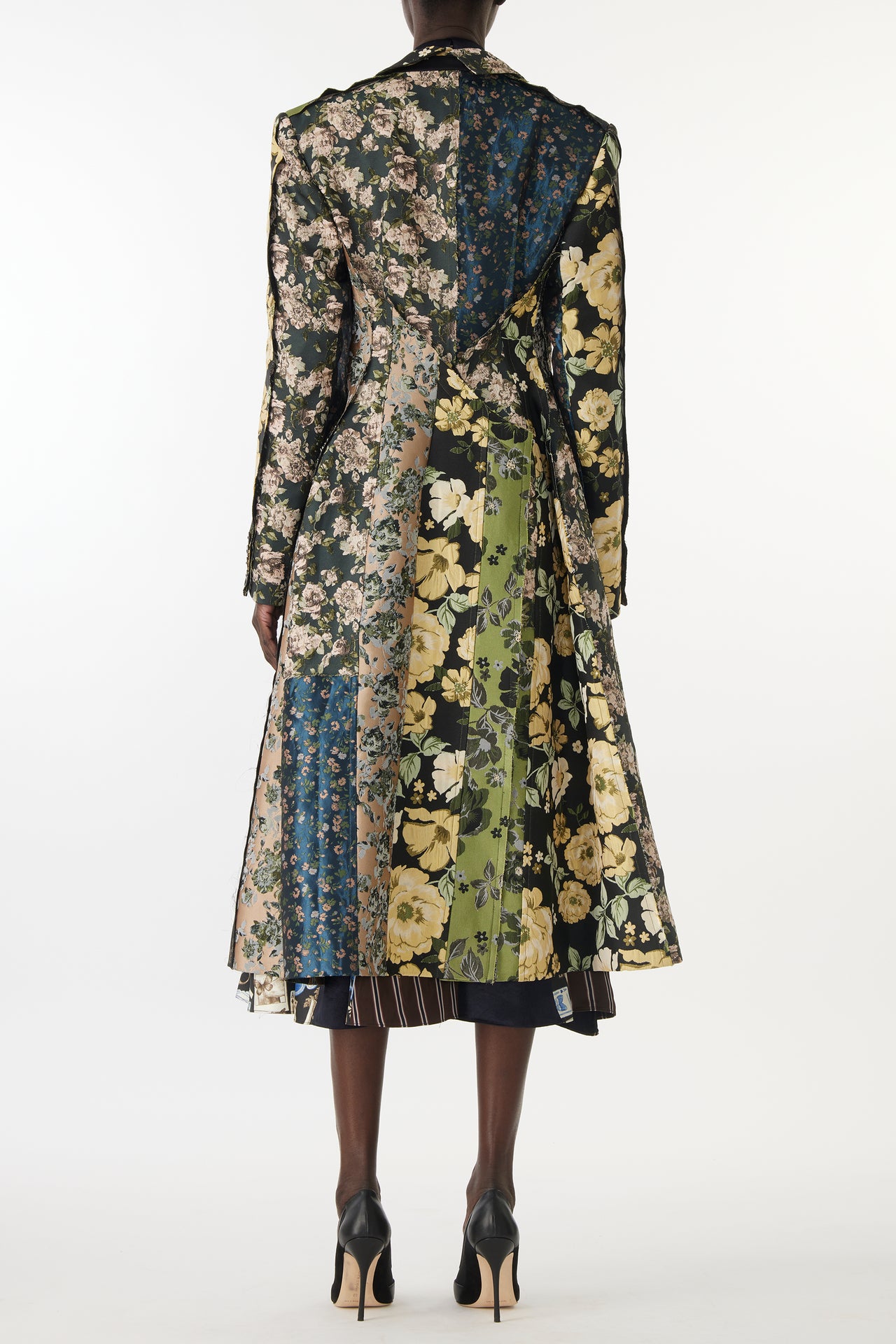 MIXED FLORAL JACQUARD PANELED COAT view 5