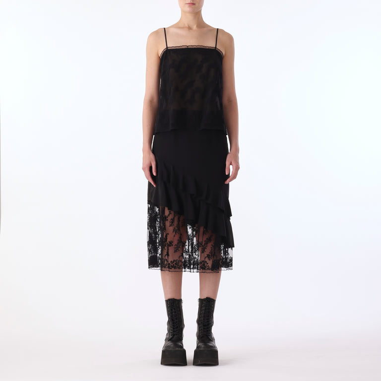 CDC RUFFLE SKIRT w/ EMBROIDERED LACE TULLE COMBO view 1
