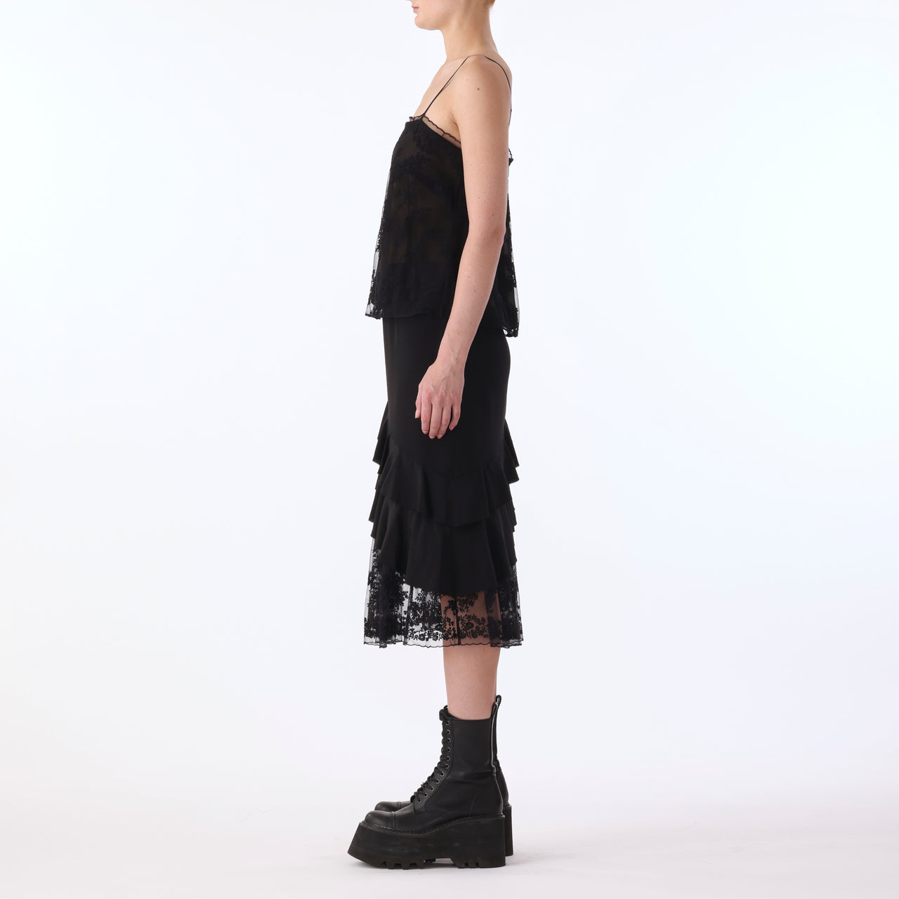 CDC RUFFLE SKIRT w/ EMBROIDERED LACE TULLE COMBO view 2
