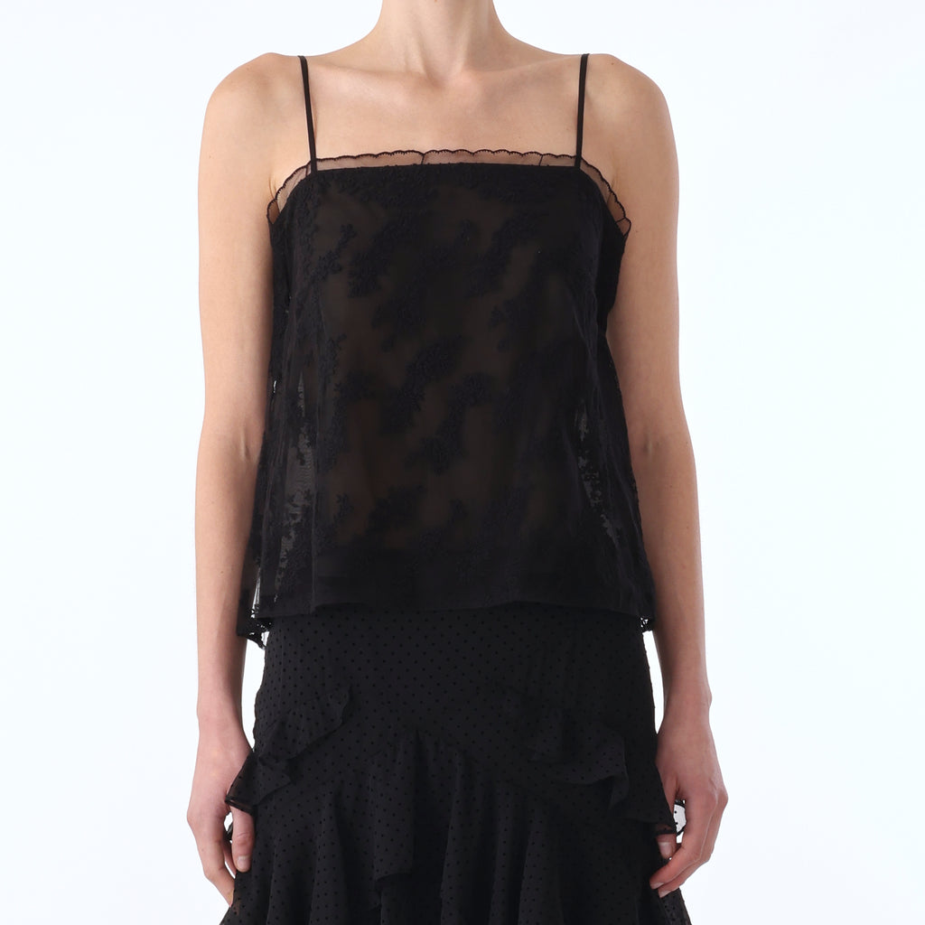 EMBROIDERED LACE TULLE CAMI TOP view 4