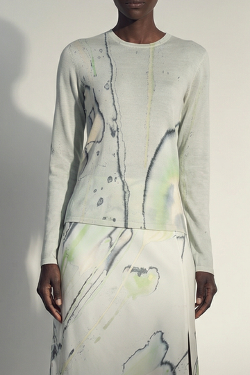 WATERCOLOR FLORAL MERINO SWEATER view 1