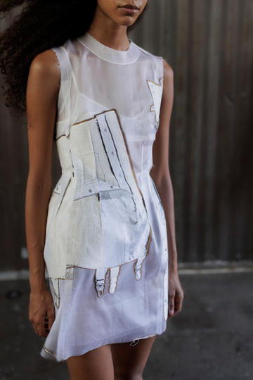 FIT AND FLARE MINI DRESS WITH LINGERIE JACQUARD view 1