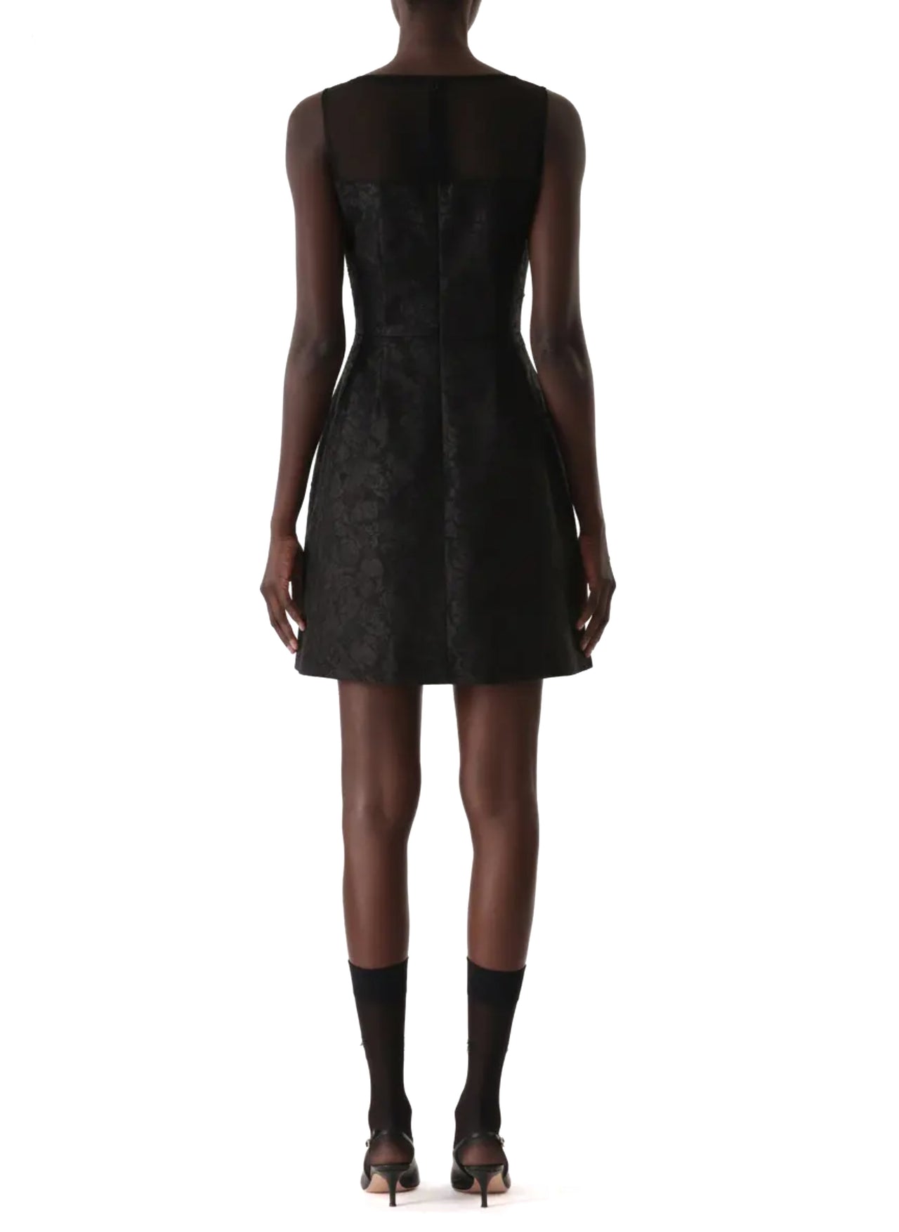 SLEEVELESS TEXTURED FRAY JACQUARD MINI DRESS view 3