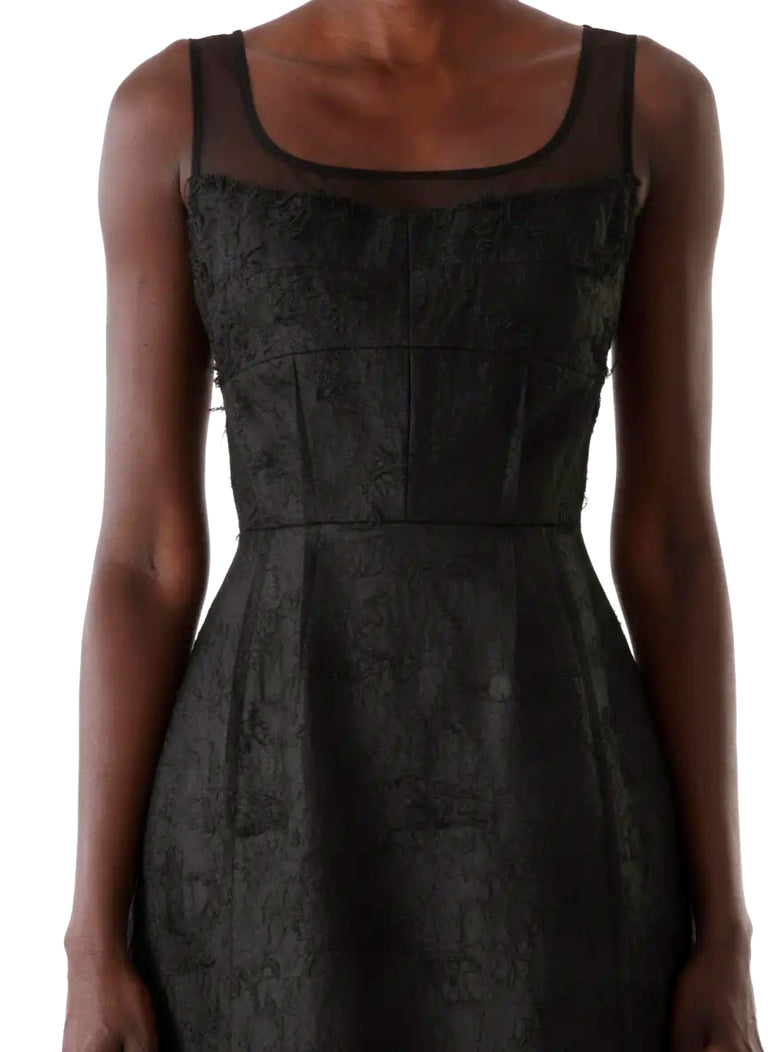 SLEEVELESS TEXTURED FRAY JACQUARD MINI DRESS view 5