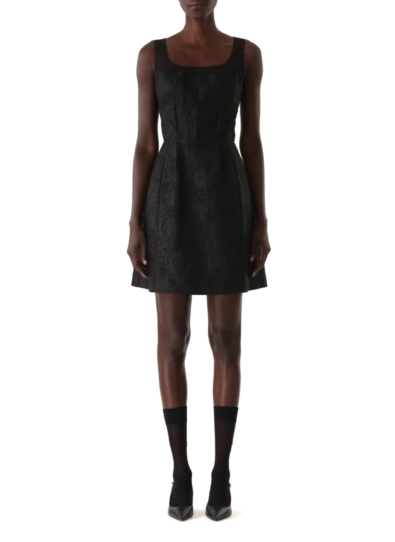 SLEEVELESS TEXTURED FRAY JACQUARD MINI DRESS view 2