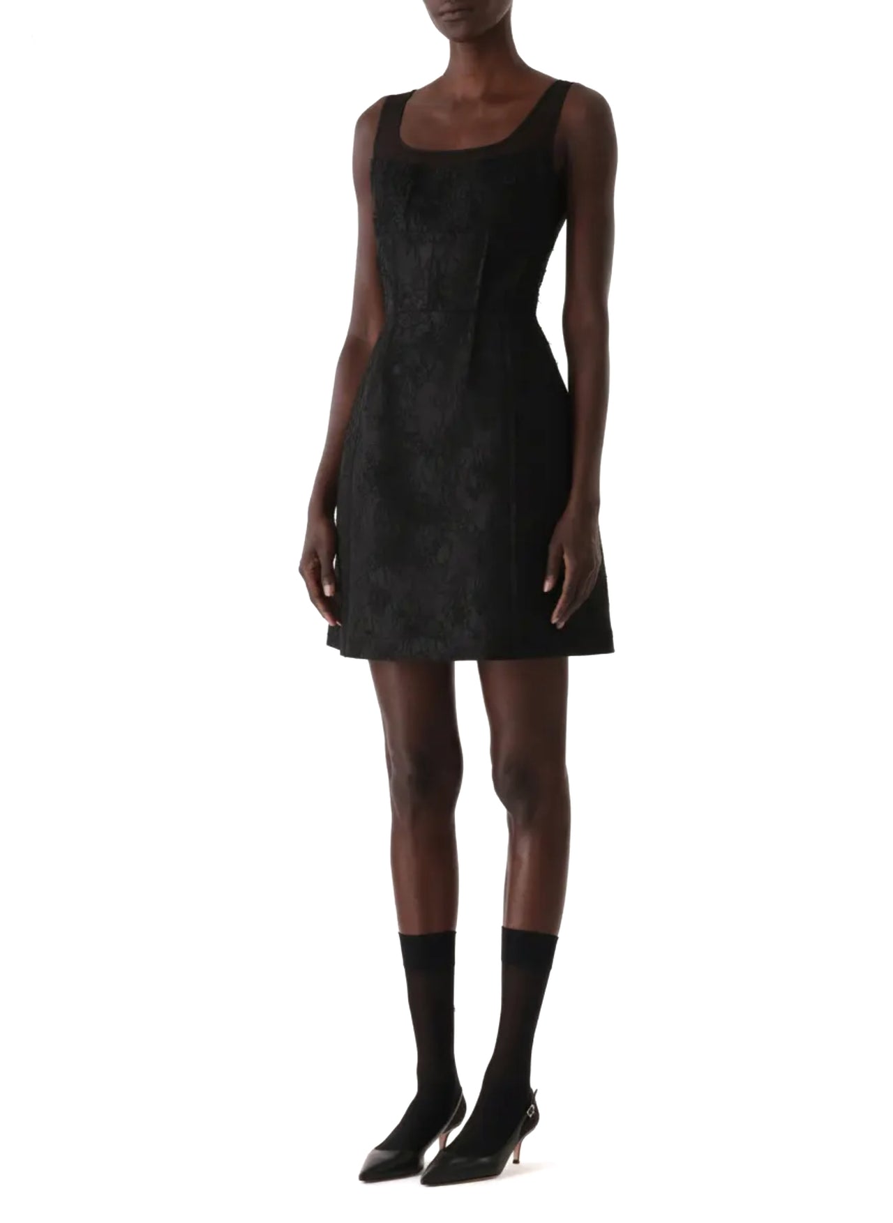 SLEEVELESS TEXTURED FRAY JACQUARD MINI DRESS view 4