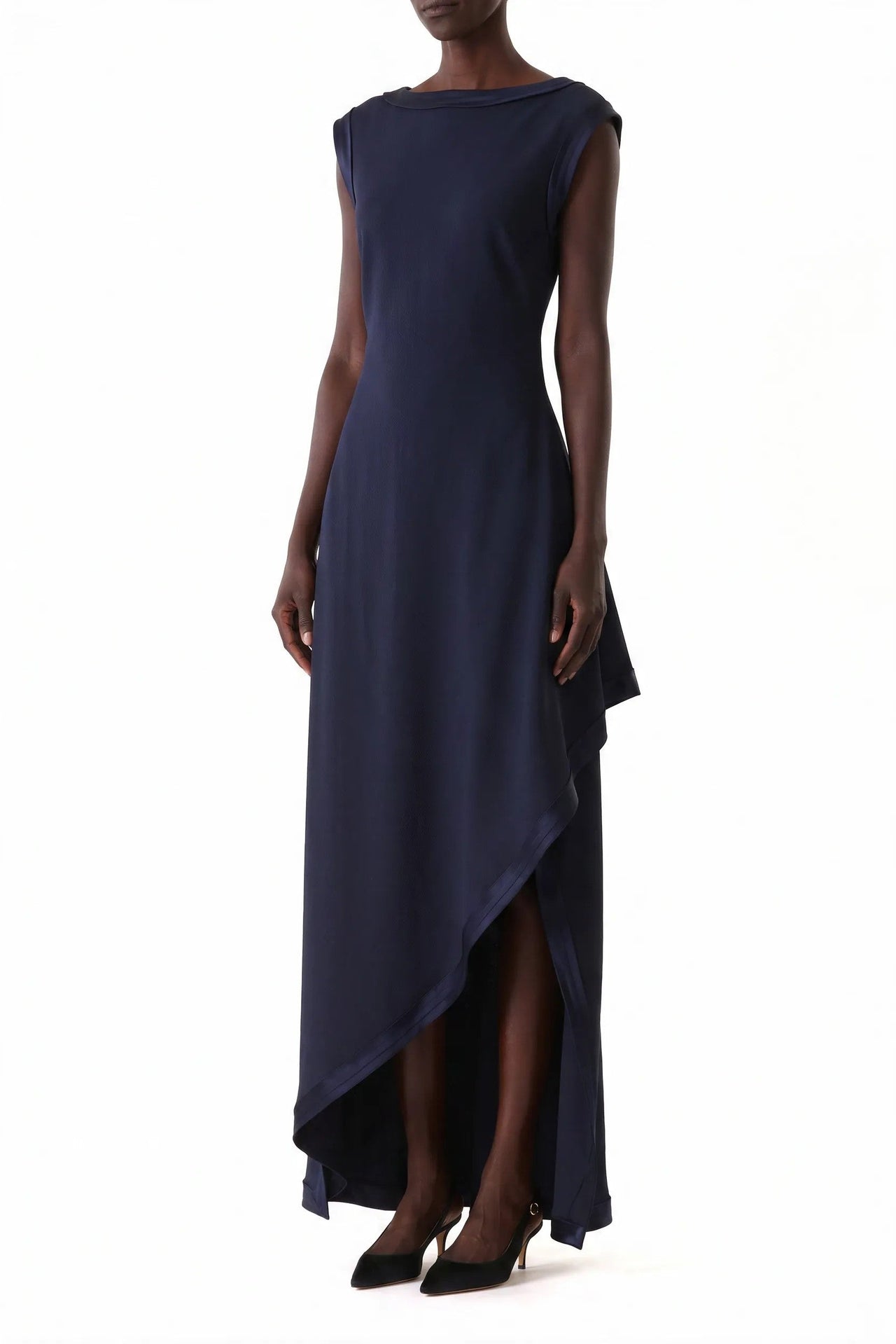 WASHED TWILL ASYMMETRICAL GOWN view 4