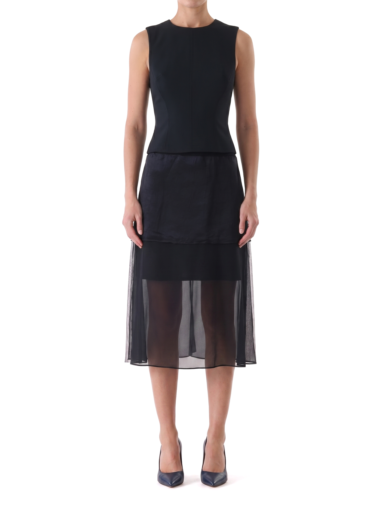 CADY LAYERED SLEEVELESS COCKTAIL DRESS view 1