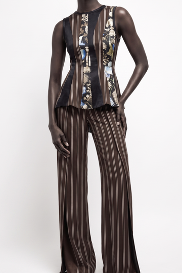 MIXED-MEDIA PANELED SLEEVELESS TOP view 1