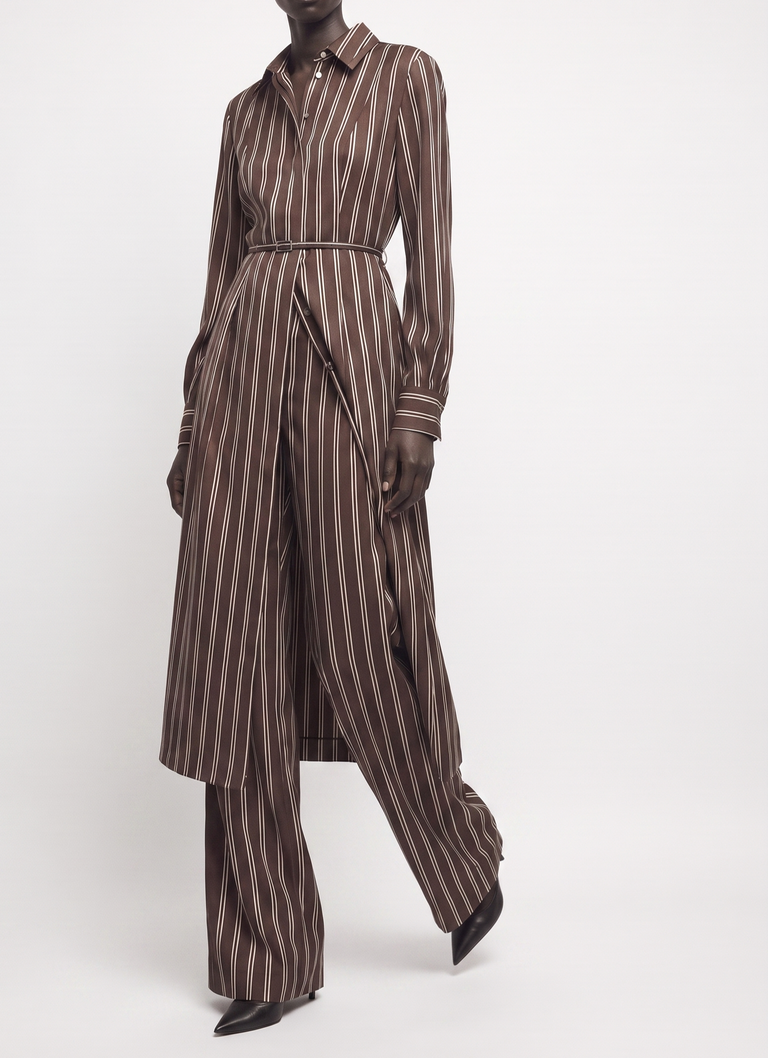 STRIPED LONG SLEEVE MIDI SHIRTDRESS view 5