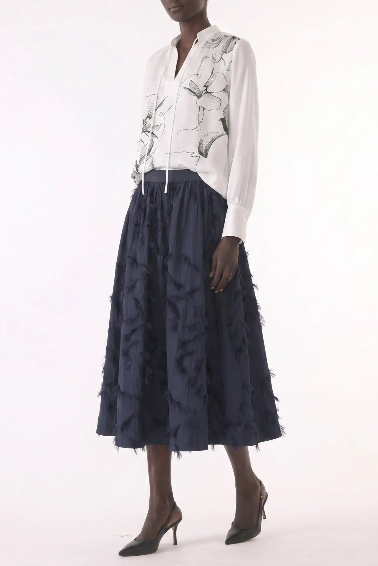 COTTON FIL COUPE MIDI SKIRT view 3