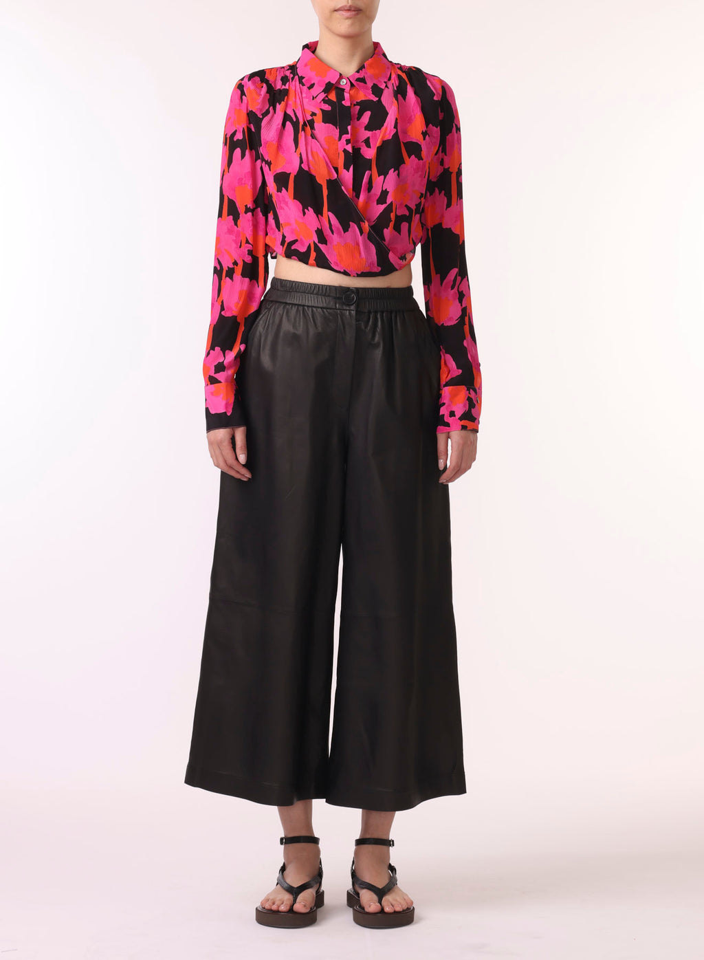 LS DRAPED FRONT CROPPED BLOUSE view 1